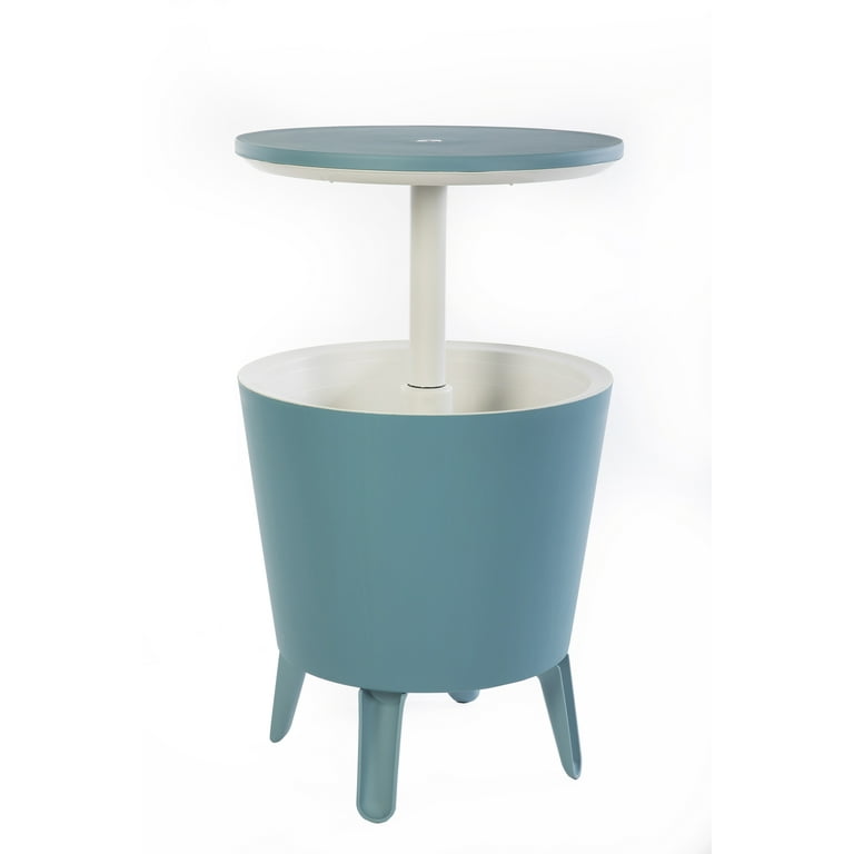 Keter Modern Cool Bar and Side Table Outdoor Patio Furniture with 7.5 Gallon Beer and Wine Cooler 2 in 1 Table and Bar Teal