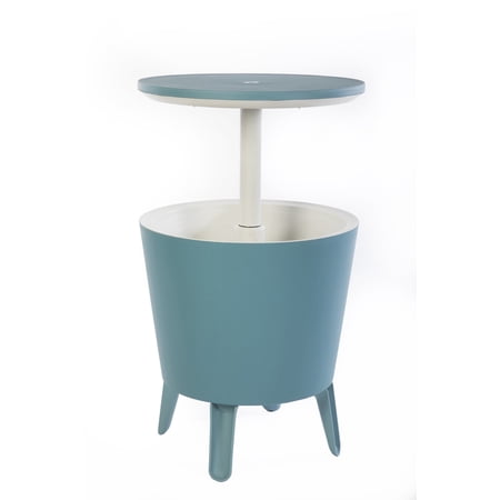 Keter Modern Cool Bar and Side Table Outdoor 2 in 1 Table and Bar Patio Furniture, Teal