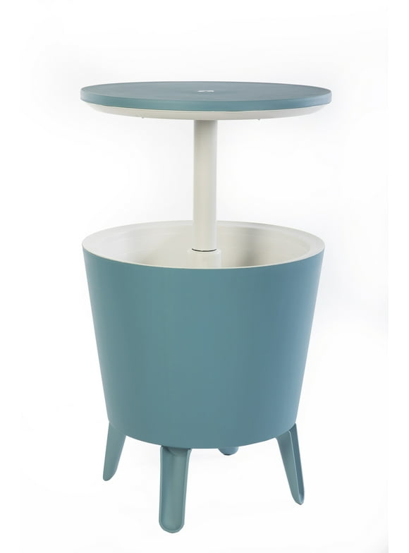 Keter Modern Cool Bar and Side Table,  Outdoor Patio Furniture with 7.5 Gallon Beer and Wine Cooler, Teal