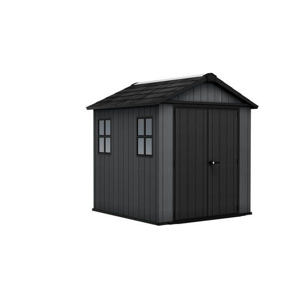Keter Newton Plus 7.5x7 ft. Durable Resin Outdoor Storage Shed With Heavy Duty Floor and Locking Door, Grey