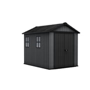 Keter Newton Plus 7.5x9 ft. Durable Resin Outdoor Storage Shed With Heavy Duty Floor and Locking Door, Grey