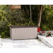 Keter Novel 90 Gallon Durable Resin Outdoor Deck Box Storage Organization, Brown
