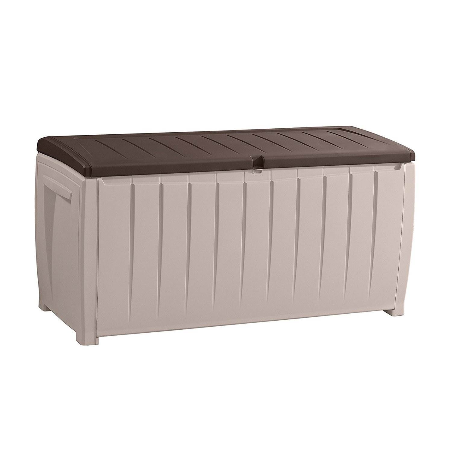 Beige and Brown 49" Lockable Weatherproof Plastic Deck Box