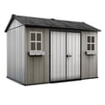 thumbnail image 1 of Keter Oakland 11 x 7.5 Foot Outdoor Garden Tool Storage Shed with Windows, Gray, 1 of 5