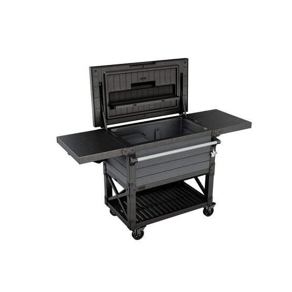 Keter Outdoor Patio Cooler Ice Chest Insulated Beverage Bar Cart, Gray
