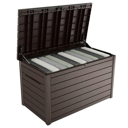 Keter Outdoor Patio Lockable 230 Gallon Plastic Deck Box, Brown