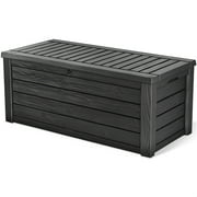 Keter Plastic 150-Gal Outdoor Patio Organizer Deck Bench Storage, Dark Gray