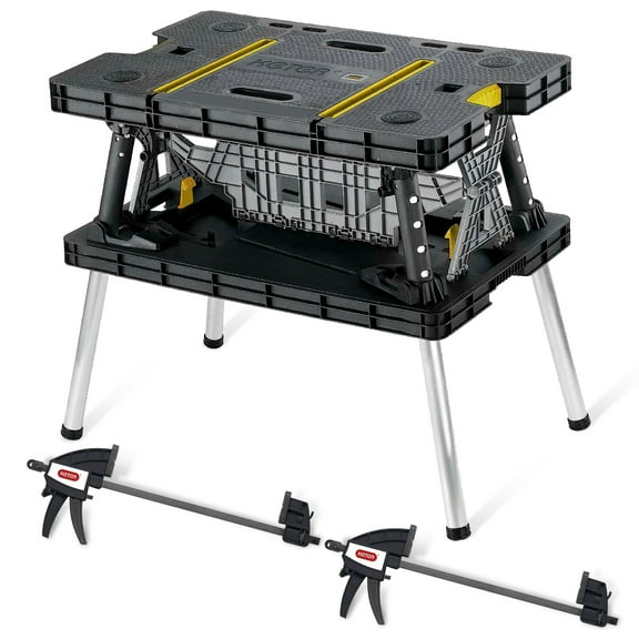 Keter Portable Folding Work Table Tool Storage Stand Construction Workbench