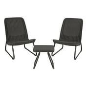 Keter Rio 3-Piece Outdoor Set, All-Weather Resin Rattan Patio Lounge Furniture, Graphite