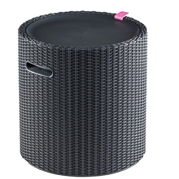 Keter Side Table Cooler 10.3 Gallon Cooler 3 in 1 Outdoor Patio Table and Ice Chest Storage, Ideal Hot Tub Table, Decor and Outdoor Patio Bar, Portable Bar, Rattan Look Dark Grey