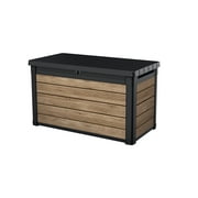 Keter Signature 100 Gallon Durable Resin Outdoor Deck Box Storage Organization, Ashwood