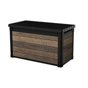 Keter Signature 100 Gallon Durable Resin Outdoor Deck Box Storage Organization, Walnut