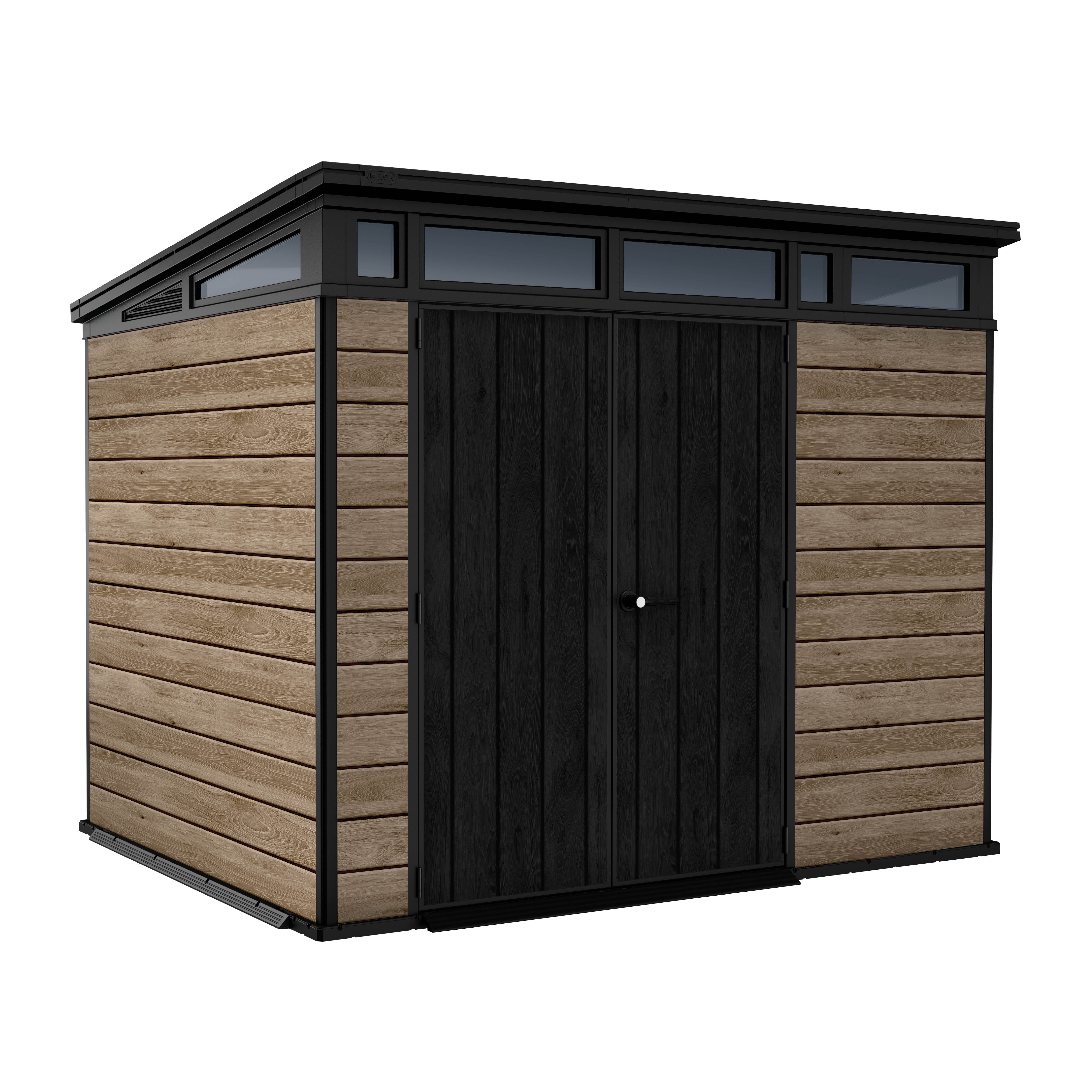 Keter Signature 9x7 ft. Durable Resin Outdoor Storage Shed With Heavy Duty Floor and Locking Door, Ashwood