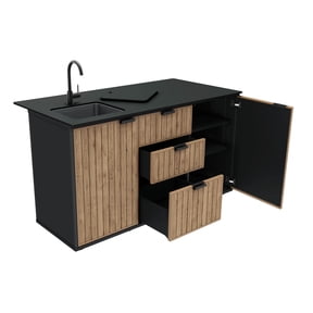 Keter Signature Outdoor Kitchen with Built-in Sink, Prep Area, and Storage for Cooking & Grilling, Venetian