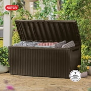 Keter Springwood 80 Gallon Durable Resin Outdoor Deck Box Storage Organizationn, Brown