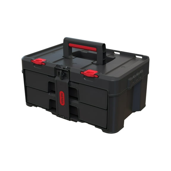 Keter Stack-n-Roll Two Drawer Tool Box for Small Parts and Power Tool Accessories