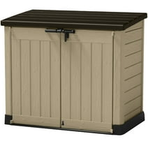 Keter Store It Out MAX 39 Cubic Foot Horizontal Durable Resin Outdoor Storage Shed with Double Doors For Garden Tools Pool Accessories and supplies