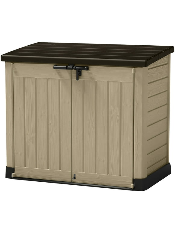 Keter Store It Out MAX 39 Cubic Foot Horizontal Durable Resin Outdoor Storage Shed with Double Doors For Garden Tools Pool Accessories and supplies