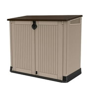 Keter Store-It-Out Midi Horizontal Durable Resin Outdoor Storage Shed With Heavy Duty Floor and Locking Latch, Beige