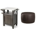 thumbnail image 1 of Keter Unity 40 Gal Grilling Bar Cart w/ Circa 37 Gal Round Deck Box, Brown, 1 of 12