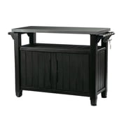 Keter Unity XL Outdoor Durable Kitchen Rolling Bar Cart with Storage Cabinet, Graphite
