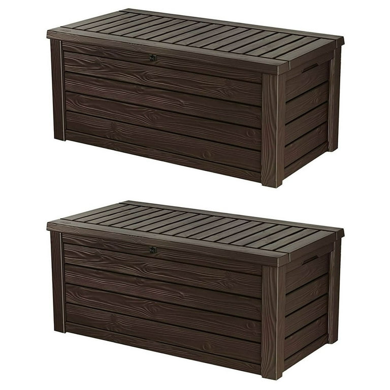 Keter Westwood Outdoor 150 Gal Deck Storage Box for Tools, Brown