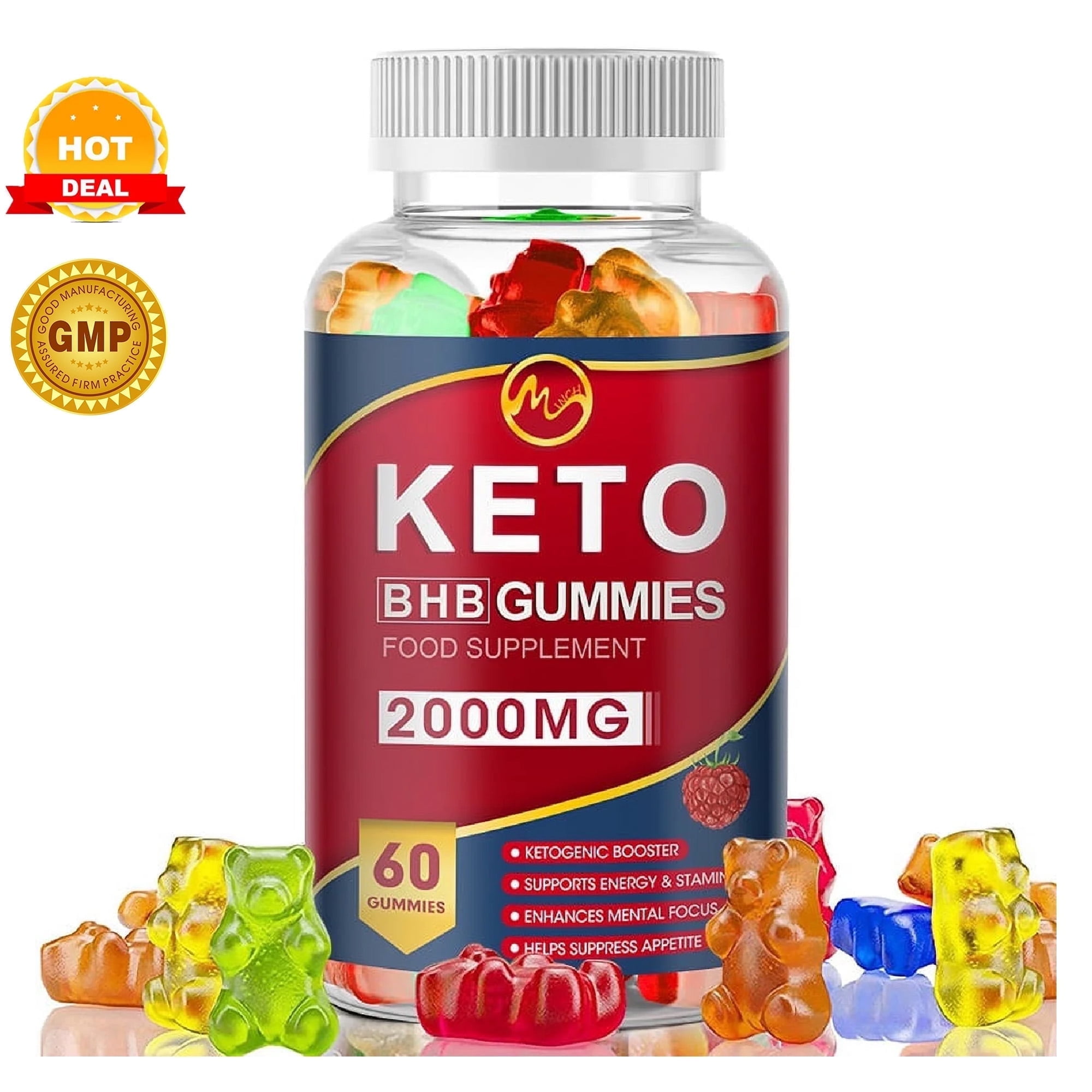 Keto BHB Gummies - Appetite Blocker Supplement - 60 Gummies - Supports Low-Carb Lifestyles