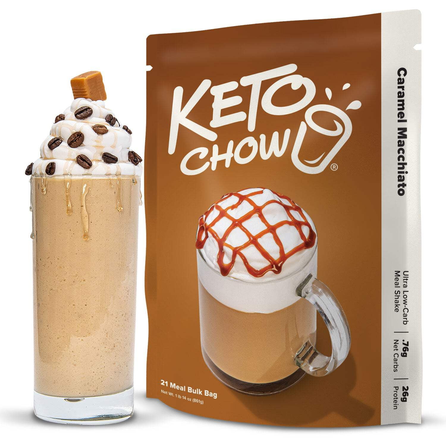 Keto Chow Caramel Macchiato Ultra Low-Carb Meal Shake, 21 Servings
