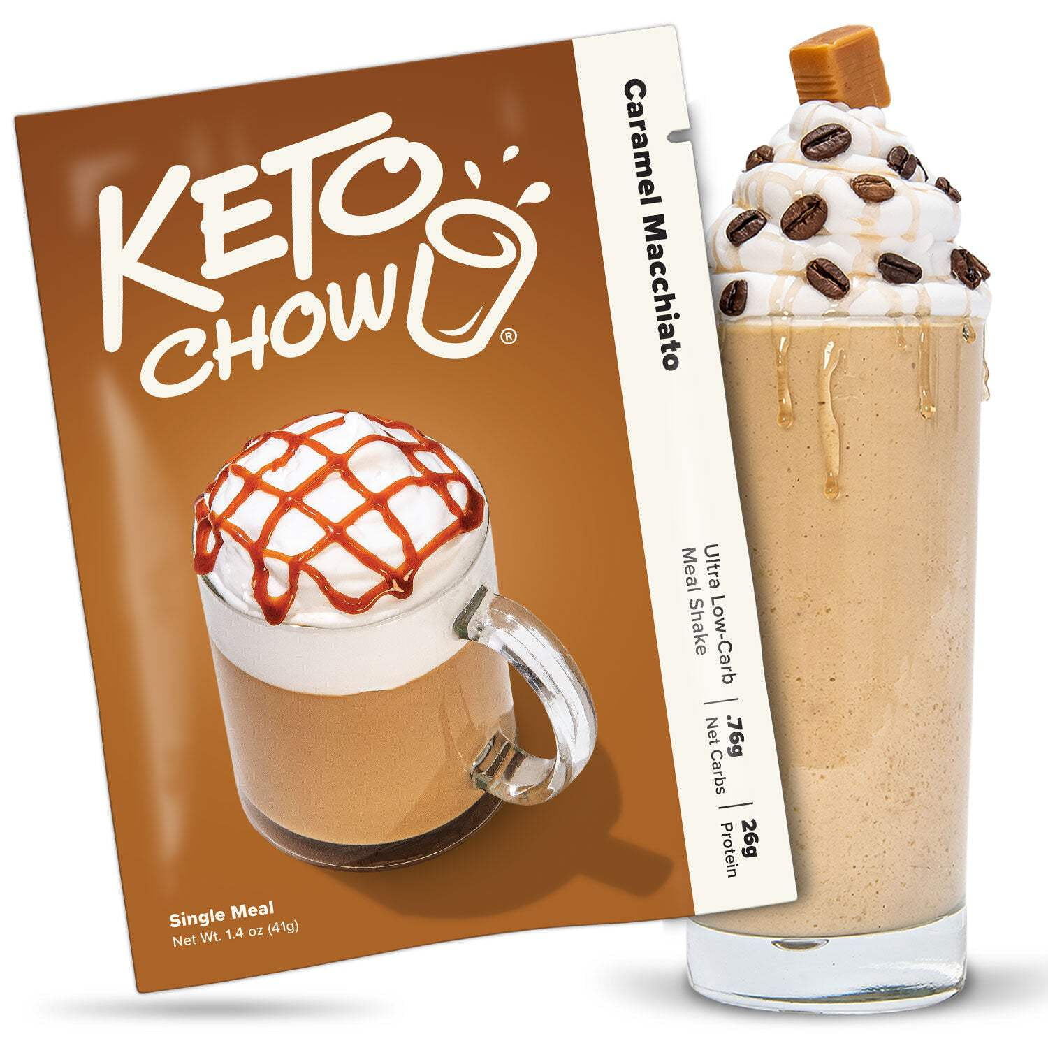 Keto Chow Caramel Macchiato Ultra Low-Carb Meal Shake, Single Meal