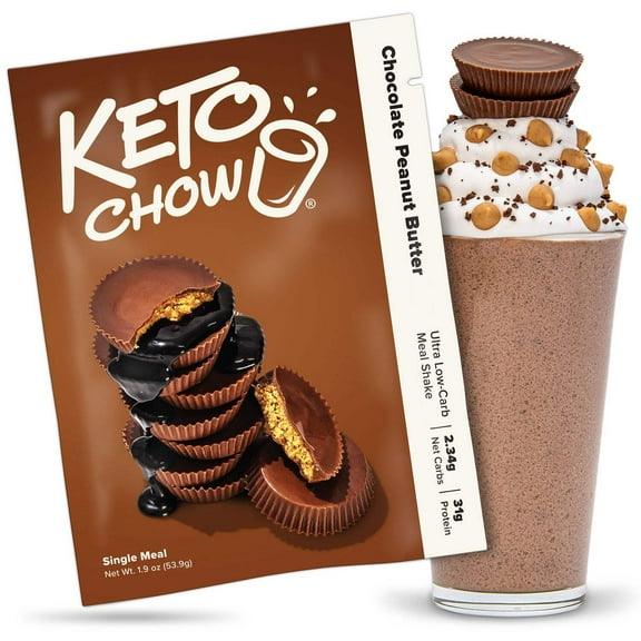 Keto Chow Chocolate Peanut Butter Ultra Low-Carb Meal Shake, Single Meal