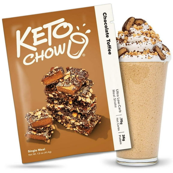 Keto Chow Chocolate Toffee Ultra Low-Carb Meal Shake, Single Meal