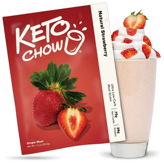 Keto Chow Natural Strawberry Ultra Low-Carb Meal Shake - Single Meal