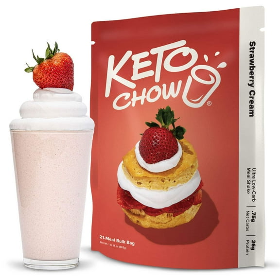 Keto Chow Strawberry Cream Ultra Low-Carb Meal Shake, 21 Servings