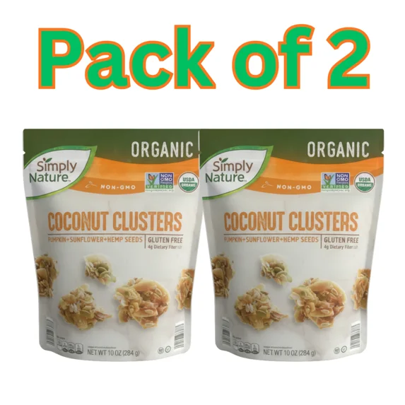 Keto Coconut Clusters, Organic Snack with Pumpkin, Sunflower & Hemp Seeds, Gluten-Free, Non-GMO, 10 oz- Pack of 2