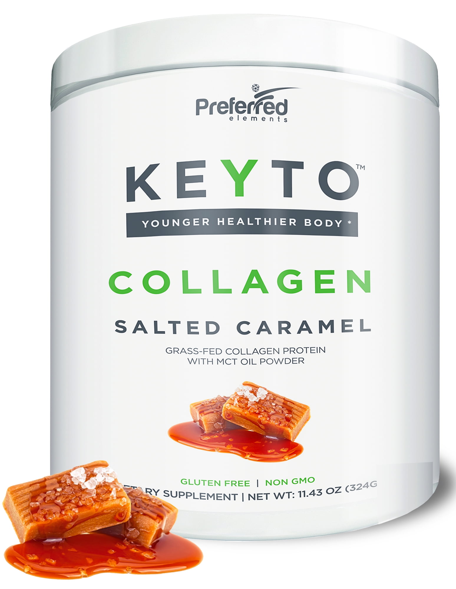 KEYTO Keto Collagen Protein Powder with MCT Oil Grass Fed, Salted