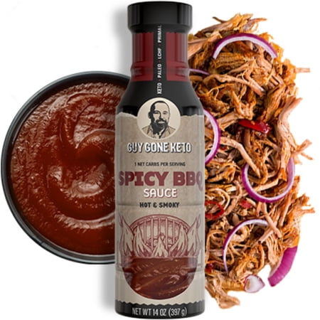Keto Condiments by Guy Gone Keto, Paleo, Low Carb, Gluten Free, Plant-Based, Infused with MCT Oil, No Artificial Sweeteners, Grain Free, Dairy Free, Keto Sauces (Spicy BBQ Sauce, 1 Pack)
