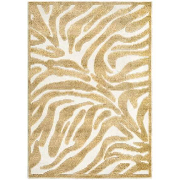 BoutiqueRugs Keto Contemporary Area Rug - Machine Washable - White, Mustard - 5' x 7'2"