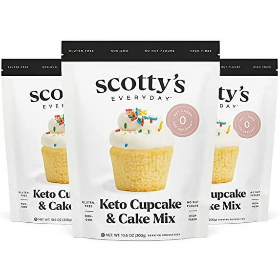 Keto Cupcake & Cake Mix - Gluten Free Zero Carb Keto Baking Mix - 0g Net Carbs Per Serving - Easy to Bake - No Nut Flours - Great Keto Dessert, Sugar Free, Non-GMO, Kosher. 10.6oz Mix (3 Packs)