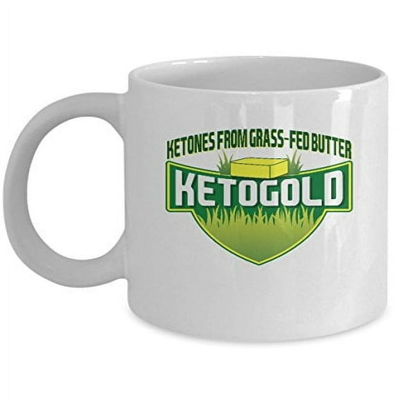 Keto Diet 11 oz Coffee Mug - Grass-Fed Butter Design White Ceramic Gift