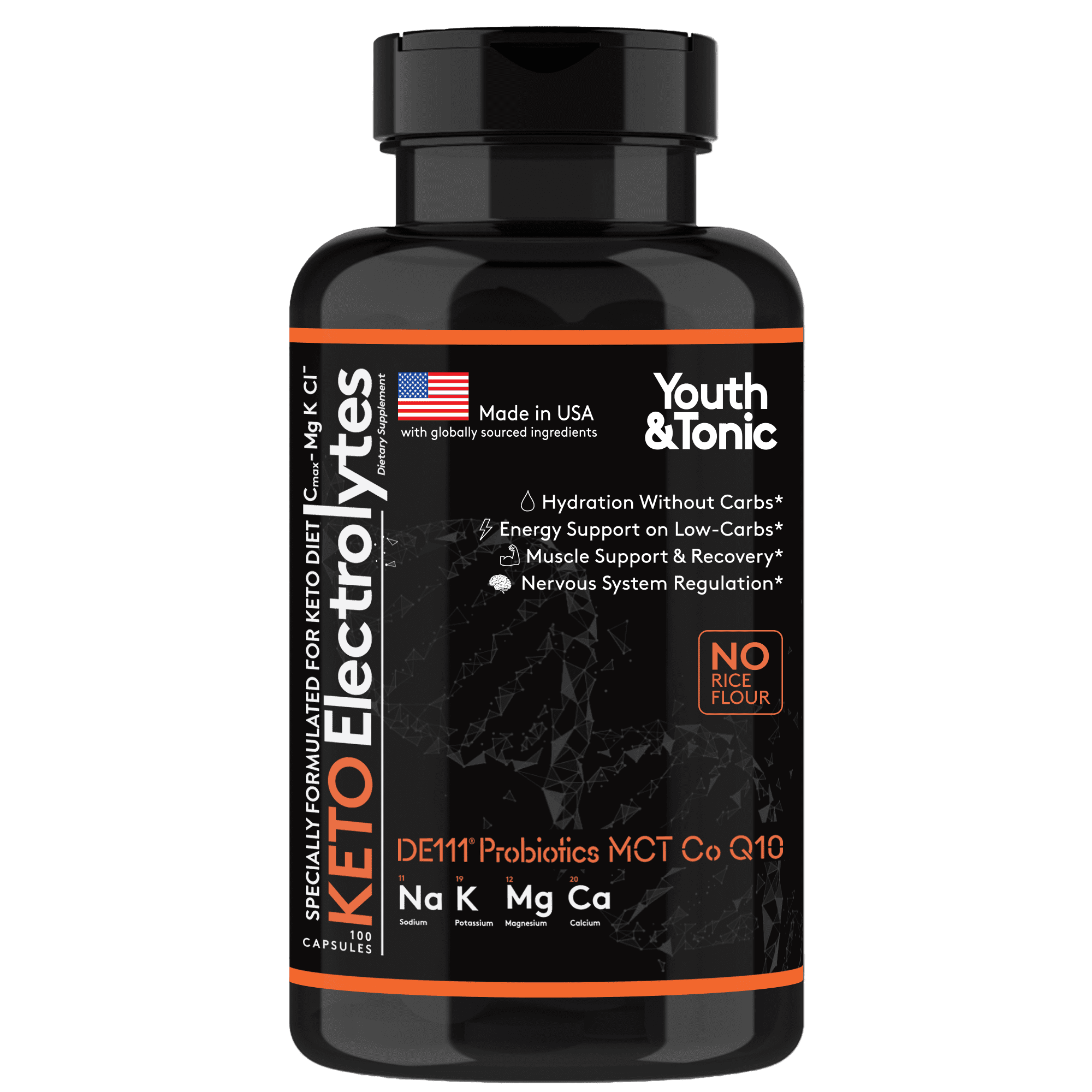 Youth & Tonic Keto Electrolytes with MCT, Probiotic & CoQ10, 100 Caps