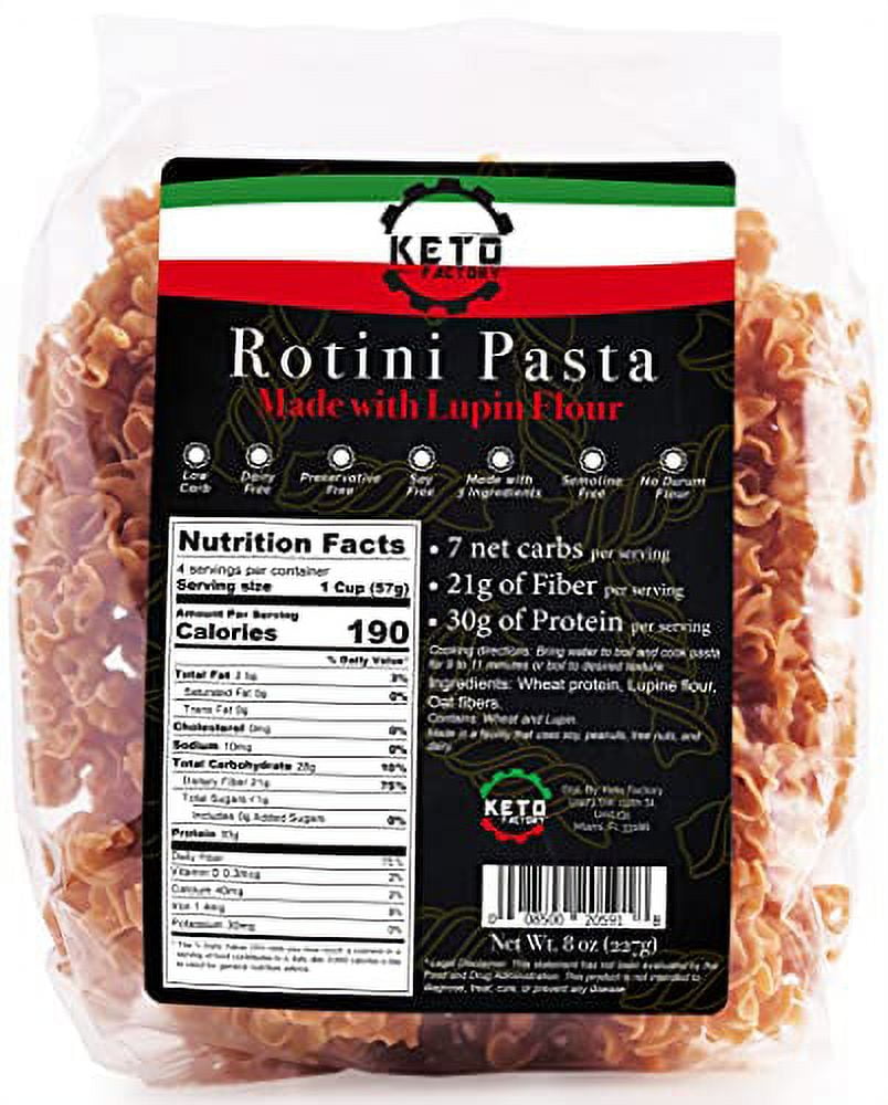Keto Factory Low Carb Italian Rotini Pasta Preservatives and Gluten
