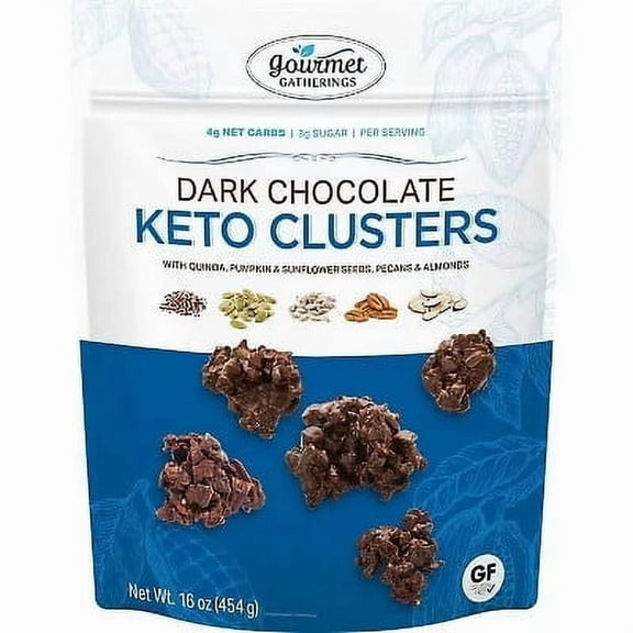 Keto-Friendly Dark Chocolate Clusters with Almonds & Coconut  16 oz Gourmet Gatherings
