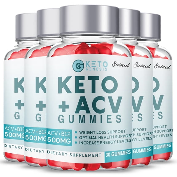 Keto Genesis Keto ACV Gummies, Official Keto Genesis Gummies, Keto Genesis Keto Plus ACV Gummies Apple Cider Vinegar Belly Fat Dietary Supplement (5 Pack)