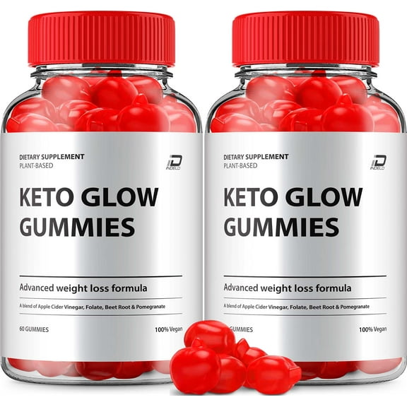 Keto Glow Keto ACV Gummies Supplement – KetoGlow ACV Gummy Apple Cider Vinegar 1000MG, 2 Pack, 120 Gummies