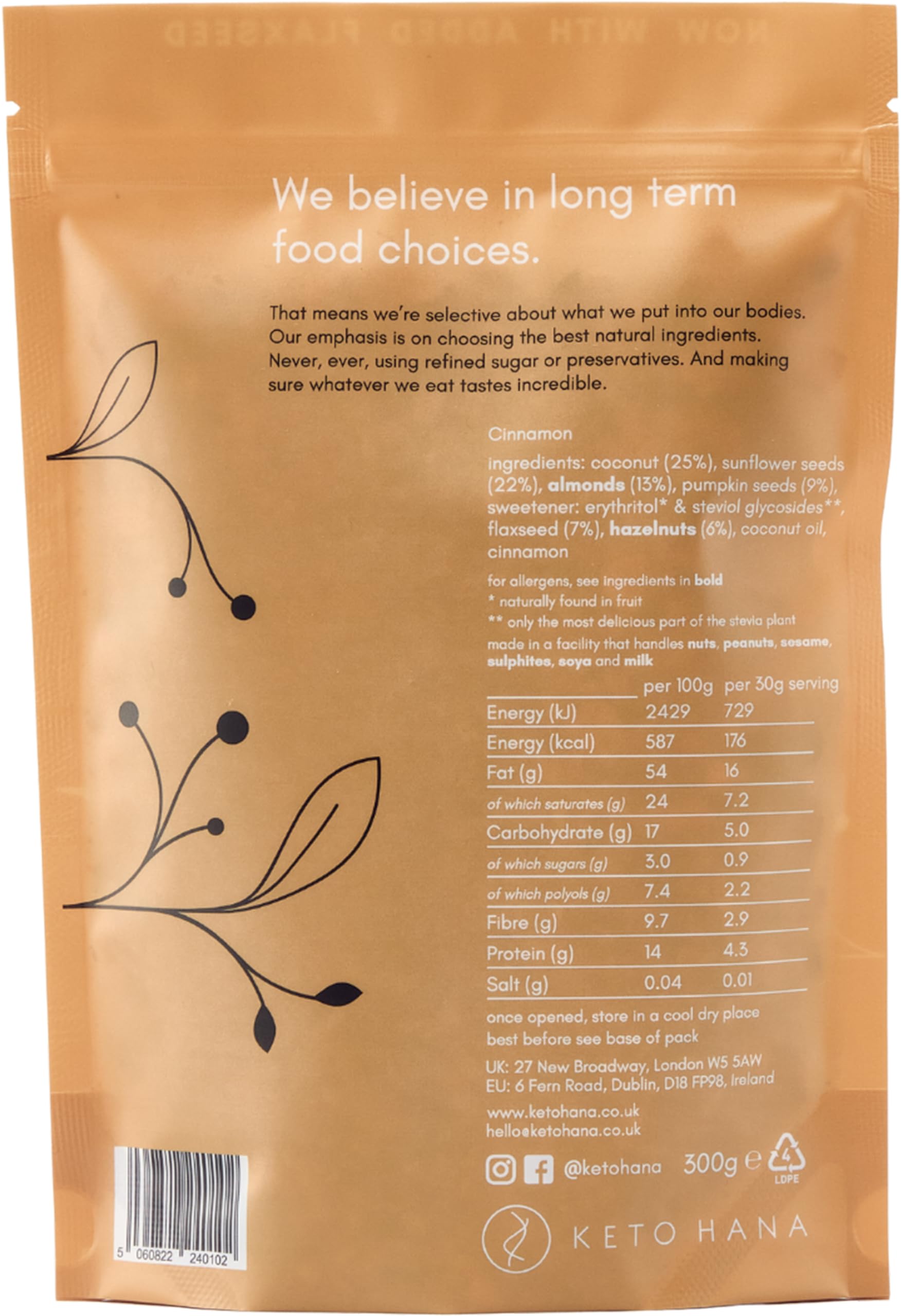 Keto Hana Cinnamon AJH3 Keto Granola Breakfast Cereal With Just 1.2g