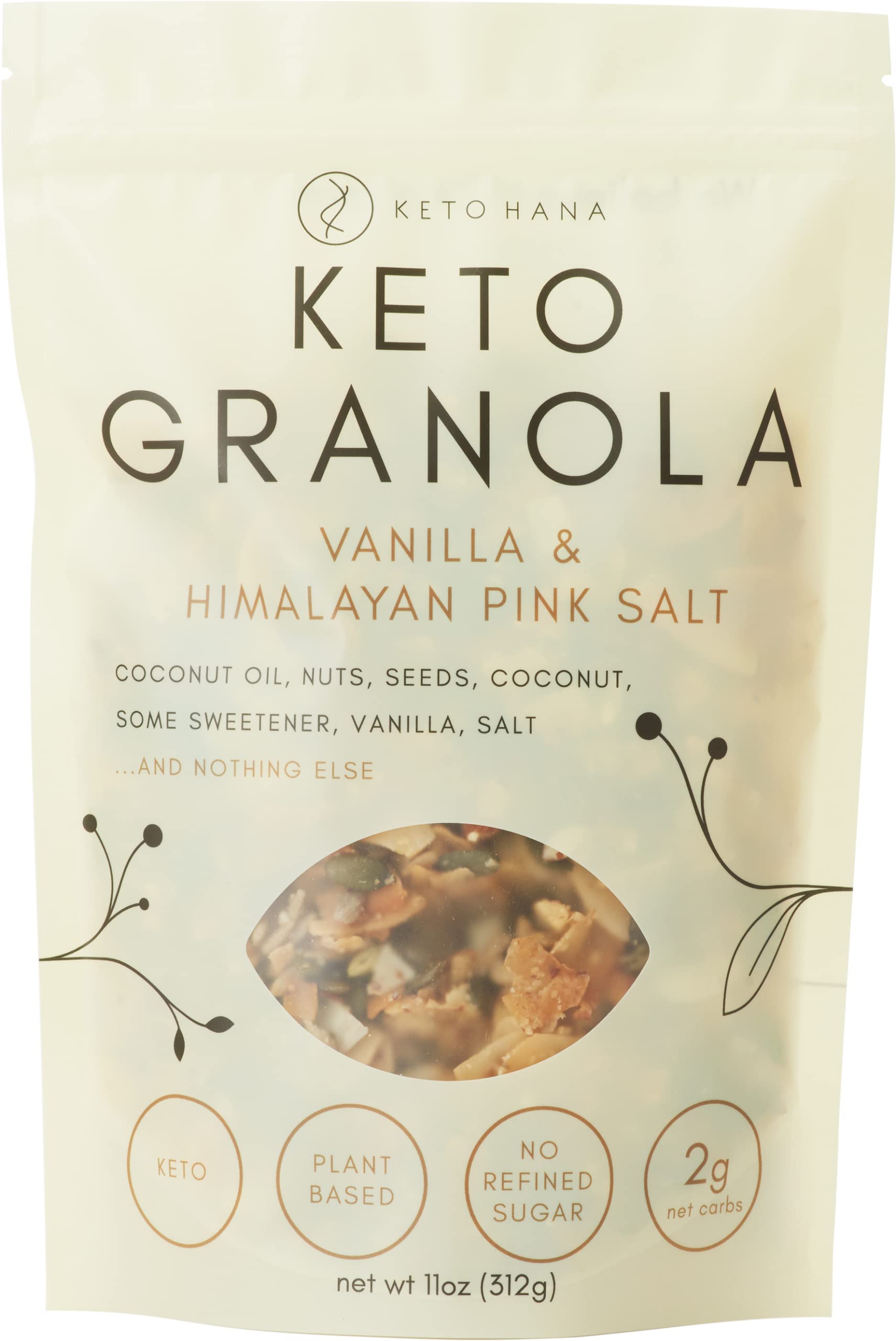Keto Hana Keto Nut Granola HYZ01 (11oz), Vanilla & Pink Himalayan Salt