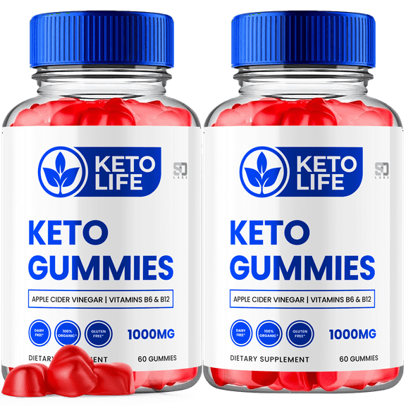 Keto Life ACV Keto Gummies 1000MG Apple Cider Vinegar Supplement 2 Pack