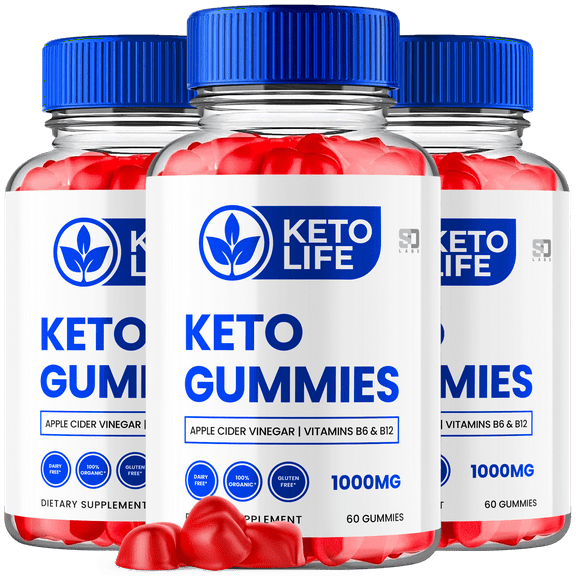 Keto Life ACV Keto Gummies 1000MG Apple Cider Vinegar Supplement 3 Pack