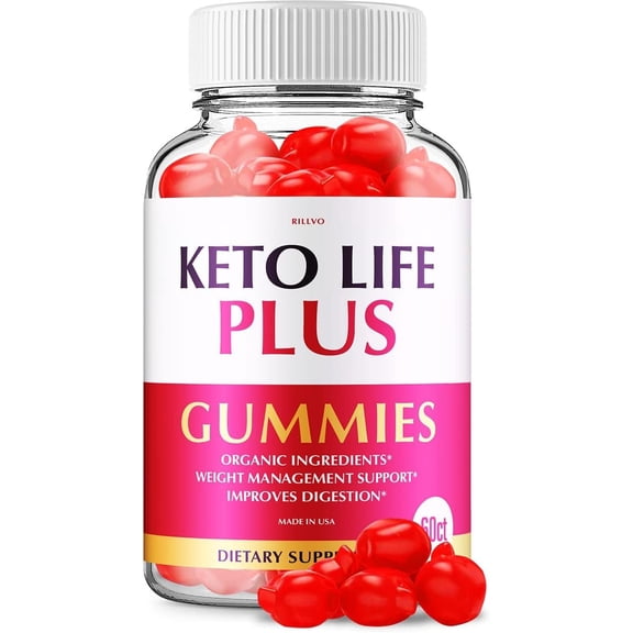 Keto Life + Gummies - Advanced Formula Keto Life Plus ACV Gummies Keto Gummies with Apple Cider Vinegar Dietary Supplement 60 Gummies