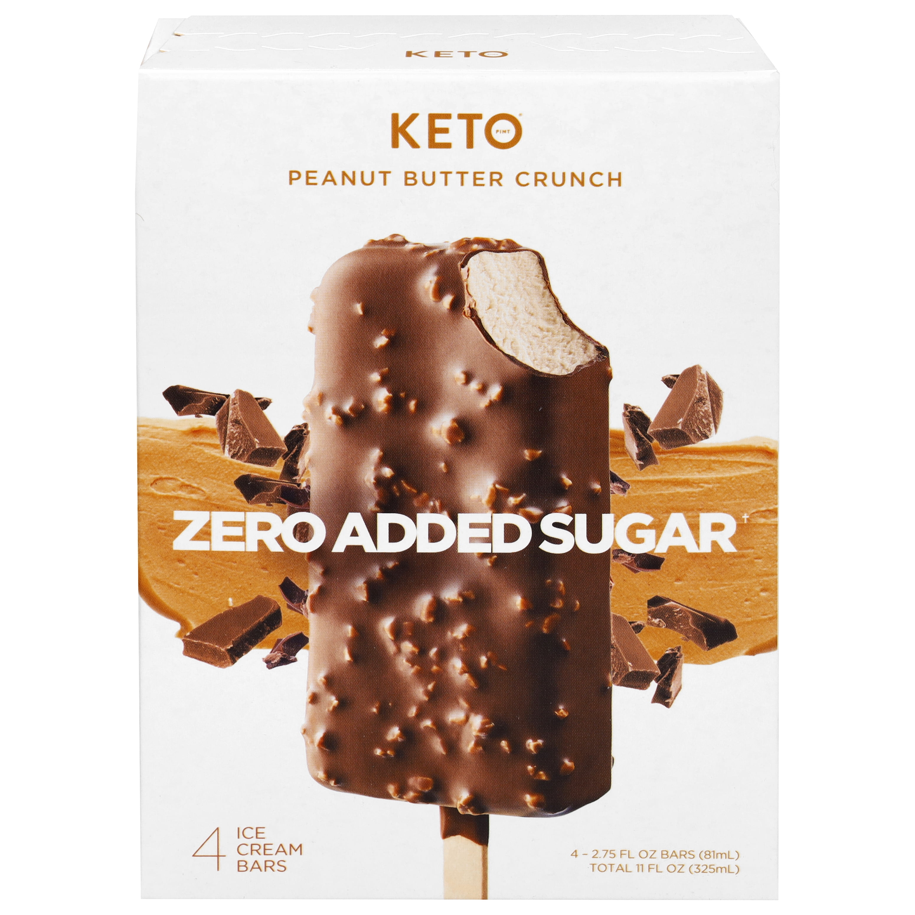 Keto Pint Peanut Butter Crunch Ice Cream Bars, No Added Sugar, 2.75 fl